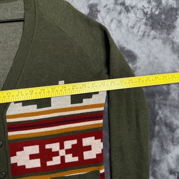 Pendleton Womens Cardigan Green Aztec Merino Wool V-Neck Size Small Western - Picture 7 of 10